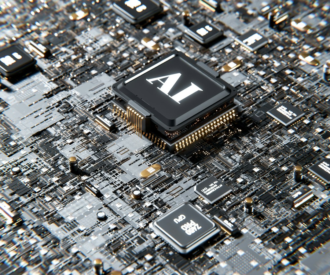 Computer processors displayed on a circuit board